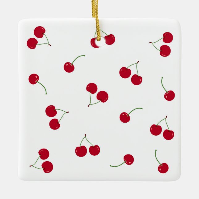 Cherry Cherries Ceramic Ornament (Front)