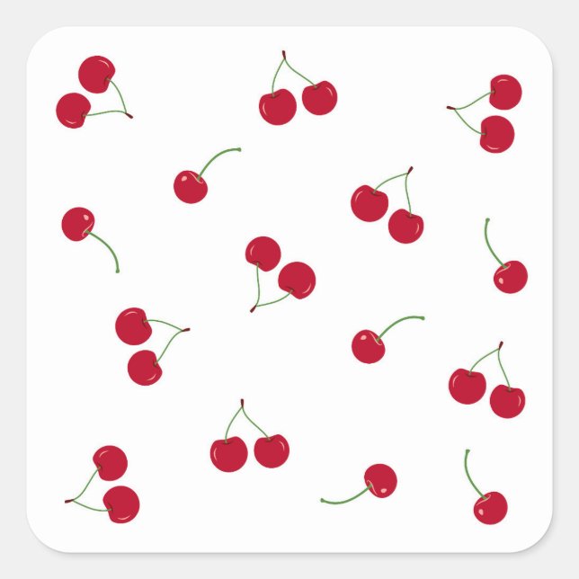  Cherry Cherries Square Sticker (Front)