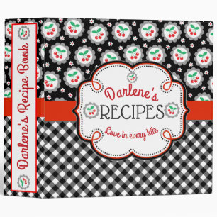 Cherry Chic Checks Personalized Recipe Binder