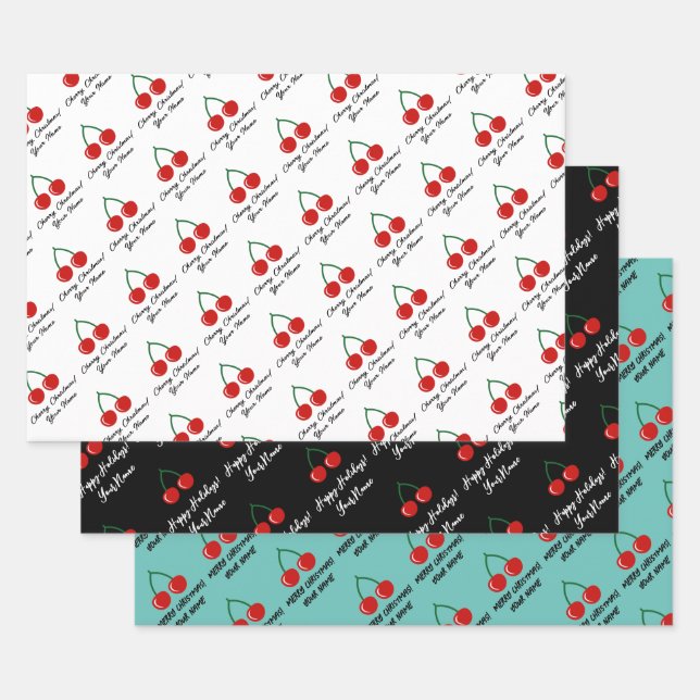 Cherry Christmas fun Feuilles de papier d'emballag (Lot)