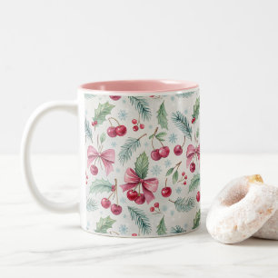 Cherry Christmas Two-Tone Coffee Mug
