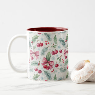 Cherry Christmas Two-Tone Coffee Mug