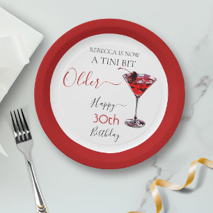 Cherry cocktail A tini bit Older Birthday Paper Plate