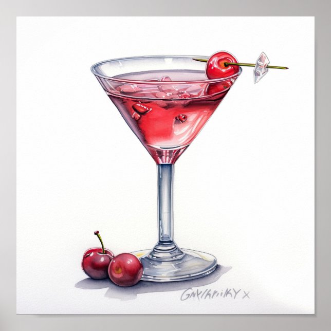 Cherry Cocktail Art Poster (Front)