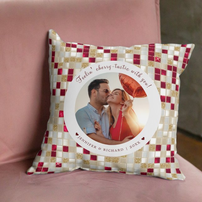 Cherry Coded Valentine's Day Custom Photo  Throw Pillow (Cherry Coded Valentine's Day Custom Photo Throw Pillow)
