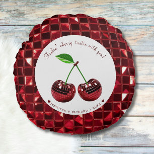 Cherry Coded Valentine's Day Round Custom  Pillow
