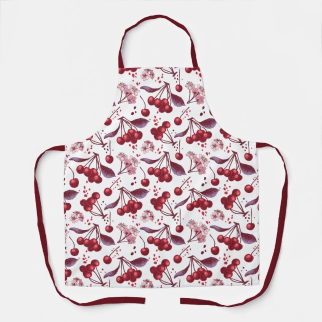 Cherry Colour & Blossom Apron (Front)