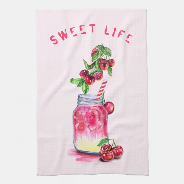 Cherry Cool Drink Fruits Kitchen Towel (Vertical)