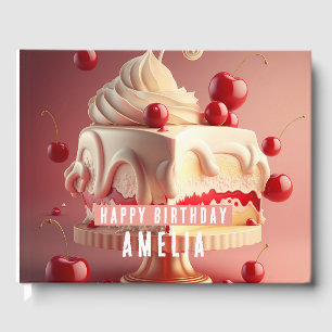 Cherry cream Birthday Cake Birthdays Guest Book