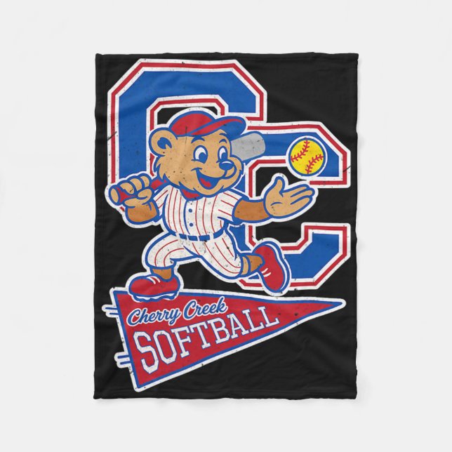 Cherry Creek High School Softll With Mascot  Fleece Blanket (Front)