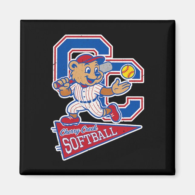 Cherry Creek High School Softll With Mascot  Magnet (Front)