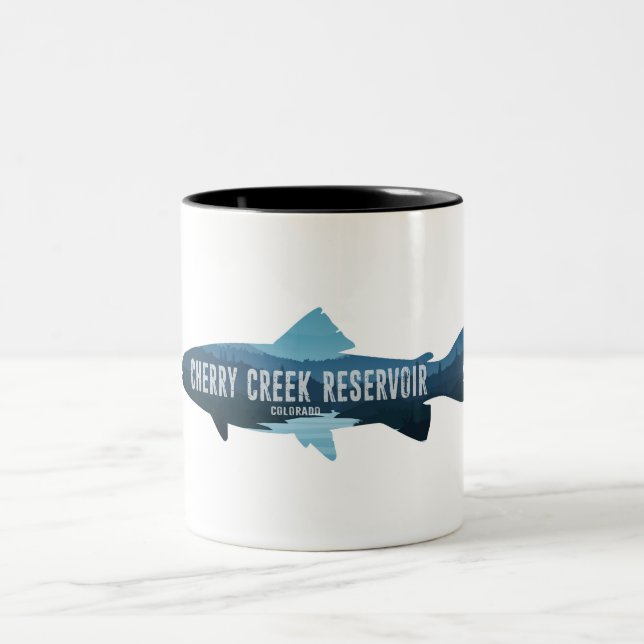 Cherry Creek Reservoir Colorado Fish Two-Tone Coffee Mug (Center)