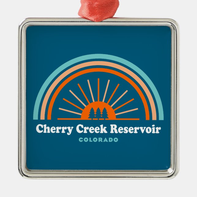 Cherry Creek Reservoir Colorado Rainbow Metal Ornament (Front)