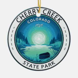 Cherry Creek State Park Colorado Vintage Badge Ceramic Ornament