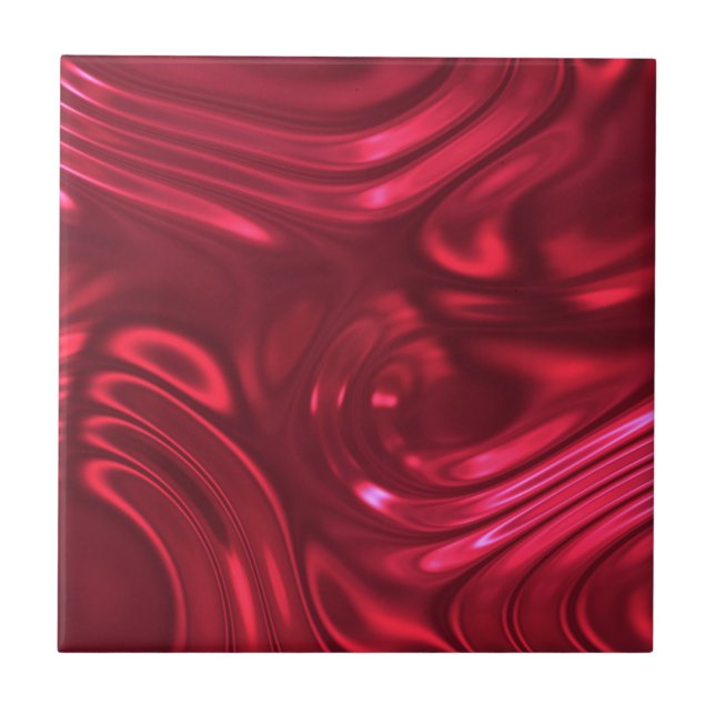 Cherry Crimson Red Swirl Tile (Front)