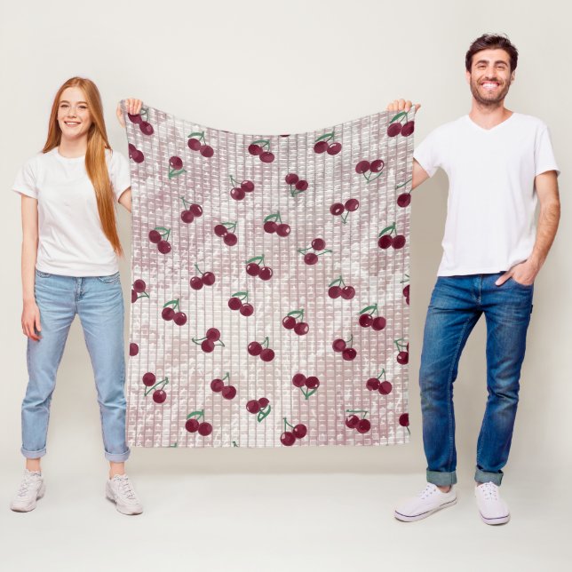 Cherry Crochet Blanket Illustration – Pastel Pink  (In Situ)