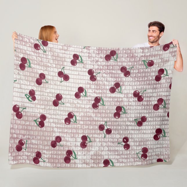 Cherry Crochet Blanket Illustration – Pastel Pink  (In Situ)
