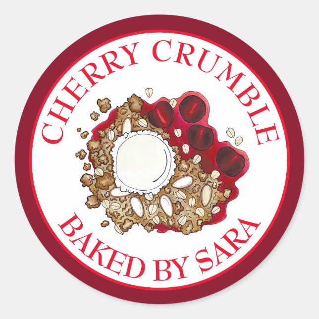 Cherry Crumble Cobbler Homemade Baked By Classic Round Sticker (Front)