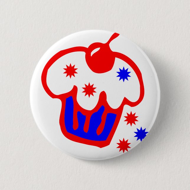 cherry cupcake 2 inch round button (Front)