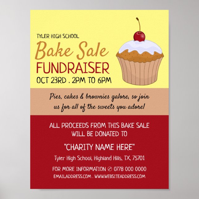 Cherry Cupcake, Charity Bake Sale Event Advert Poster (Front)