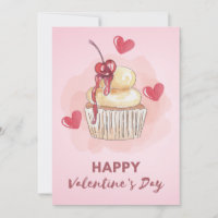 Cherry Cupcake Pastel Valentine's Day Card