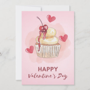 Cherry Cupcake Pastel Valentine's Day Card