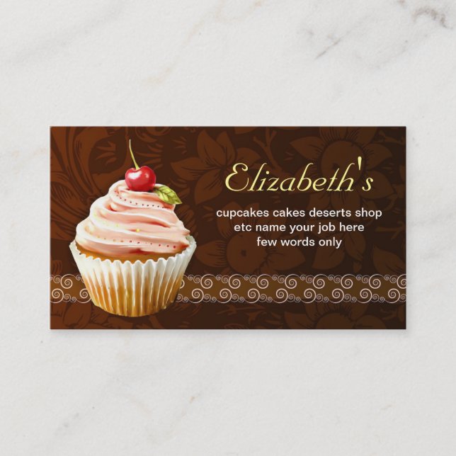 cherry cupcake sweet cute business card (Front)