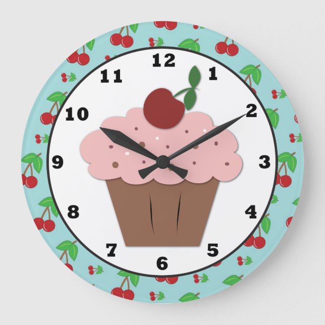 Cherry Cupcake Sweet Wall Clock (Front)