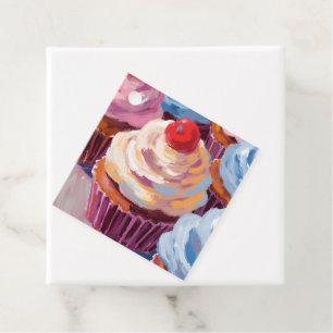 Cherry Cupcakes Happy Birthday Party Favour Tags