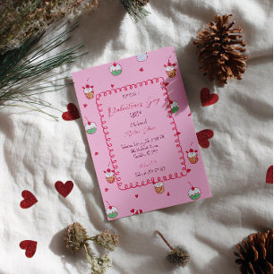 Cherry Cupcakes & Love Hearts – Valentine Dessert Invitation