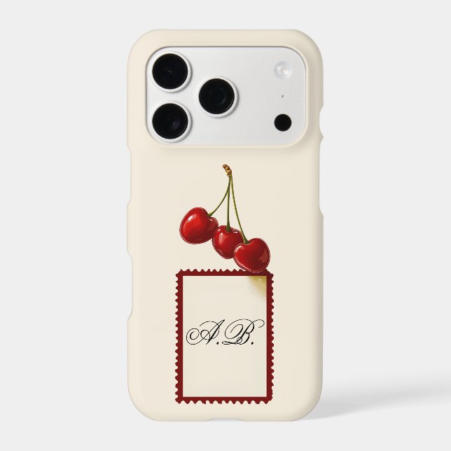 Cherry Diner Stamp iPhone Case | Custom Initials (Back)