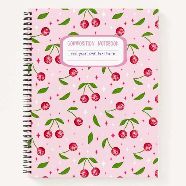 Cherry Disco Ball Pattern Composition Notebook (Front)