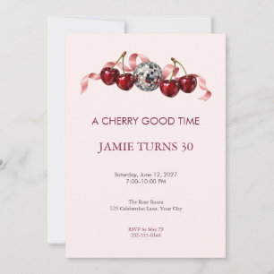Cherry Disco Birthday Party Invitation