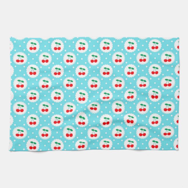 Cherry Dot Pattern – Retro Fruit Gift & Decor Kitchen Towel (Horizontal)