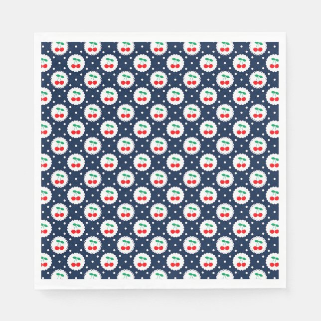 Cherry Dot Pattern – Retro Fruit Gift & Decor Napkin (Front)