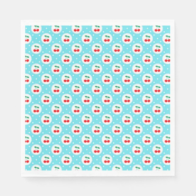 Cherry Dot Pattern – Retro Fruit Gift & Decor Napkin (Front)