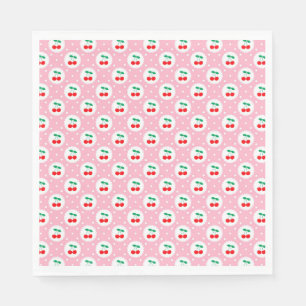 Cherry Dot Pattern – Retro Fruit Gift & Decor Napkin