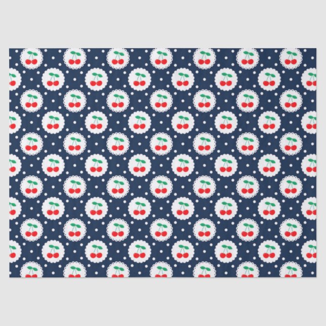Cherry Dot Pattern – Retro Fruit Gift & Decor Tissue Paper (Front)