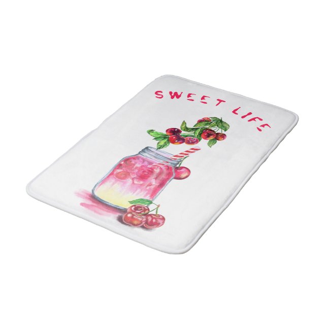 Cherry Drink Bath Mat - Custom Text (Angled)