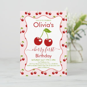 Cherry First Birthday Cherries 1st Birthday Invitation
