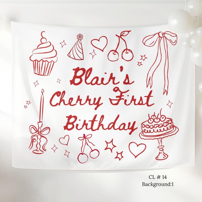 Cherry First Birthday Decorations cherry on top  Tapestry (Creator Uploaded)