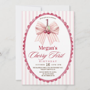 Cherry First Birthday  Invitation