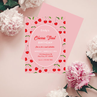 CHERRY First Birthday Party Invitation