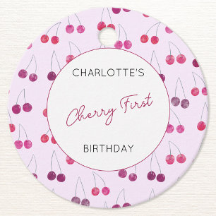Cherry First Birthday Personalized Cherries Pink Favour Tags