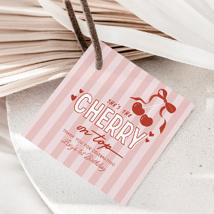 Cherry First Coquette Girls 1st Birthday Favour Tags