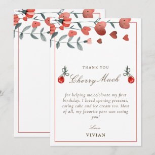 Cherry Floral Coeur en haut Carte de remerciements