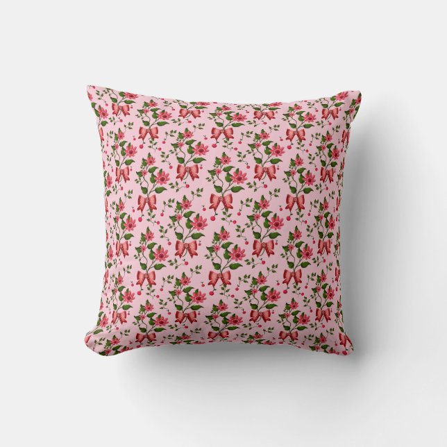 Cherry floral pattern Curtain Throw Pillow (Front)