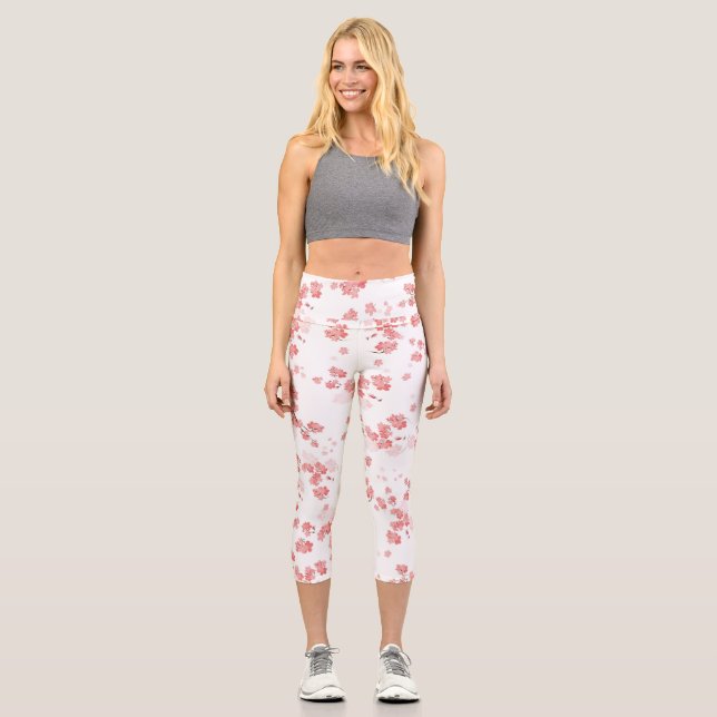 Cherry Flower 2 Capri Leggings (Front)