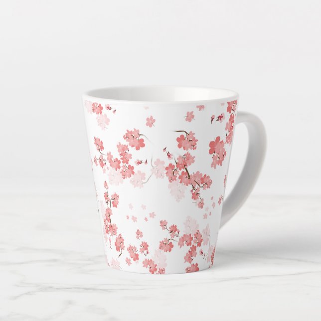 Cherry Flower 2 Latte Mug (Right Angle)