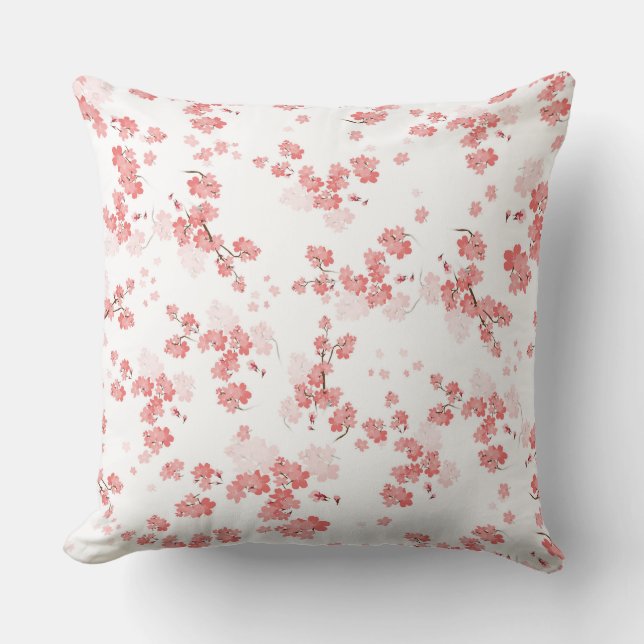 Cherry Flower 2 Throw Pillow (Front)